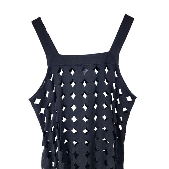 Anthropologie Black Geometric Cutout Fringe Tunic One Size Polyester‎ & Rayon - Picture 9 of 12